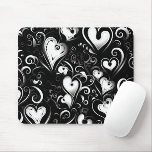 SCHWARZE, GRAU WEISSE VALENTINSTAG HERZEN MOUSEPAD