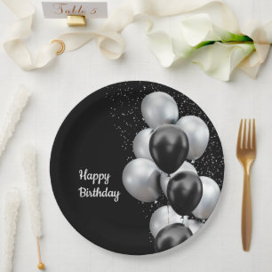 Schwarze Graue Ballon Chic Pappteller