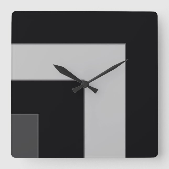 Schwarze/graue Farbecke (MB) Quadratische Wanduhr (Vorderseite)