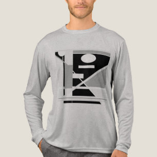 Schwarze graue geometrische MCM-inspirierte Abstra Tri-Blend Shirt