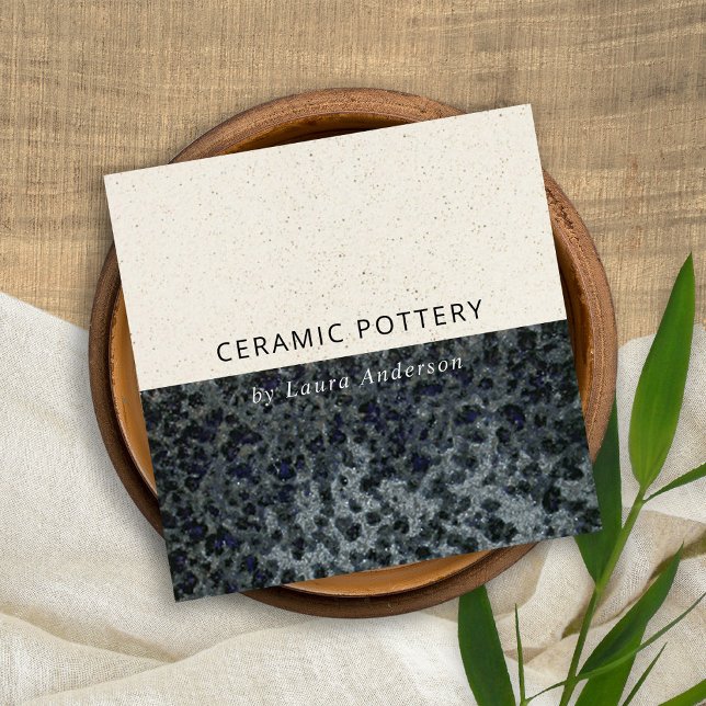 SCHWARZE Graue KERAMIK POTTERY GLAZIERTE SPEZIELLE Quadratische Visitenkarte (Von Creator hochgeladen)