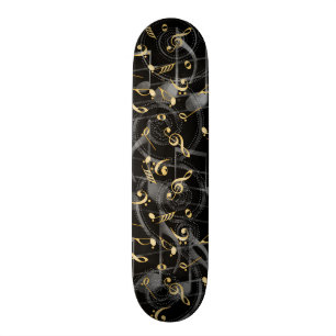 Schwarze graue künstlerische Musiknoten Skateboard