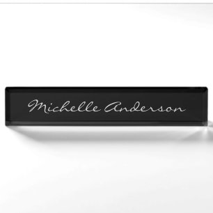 Schwarze Graue Schrift Handschrift Name Minimalist Namensplakette