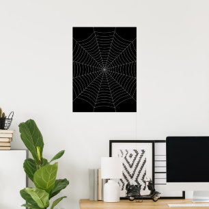 Schwarze graue Spinnennetz-Halloween-Muster Poster