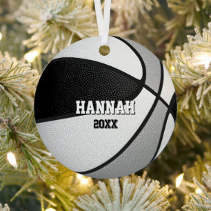 Schwarze graue Teamfarben Andenken Basketball Ornament Aus Metall
