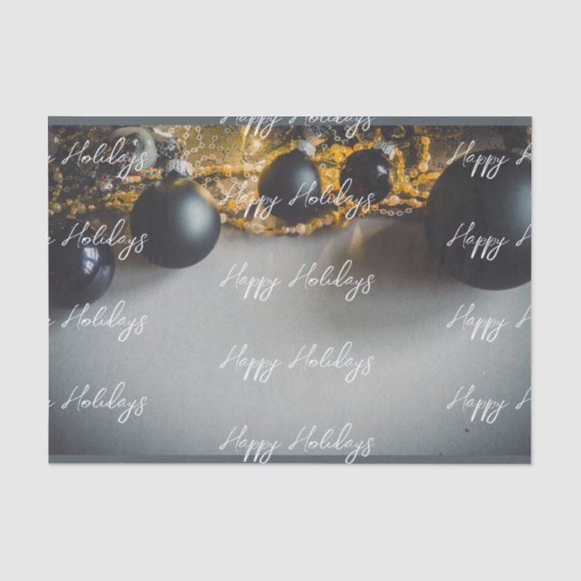 Schwarze graue Weihnachtsschmuck mit Garlands Seidenpapier (Vorderseite)