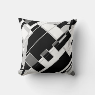 Schwarze Graue Weiße diagonale Linien Formen Kunst Kissen