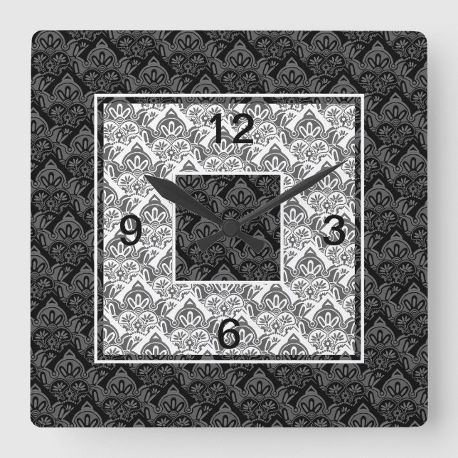 Schwarze, graue, weiße Wall-Uhr Quadratische Wanduhr (Vorderseite)