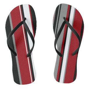 Schwarze, graurote und weiße Streifen Flip Flops
