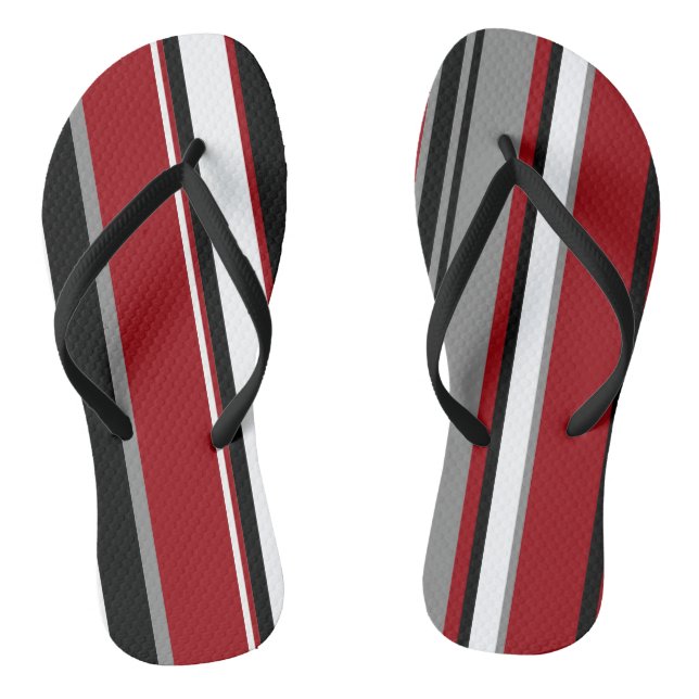 Schwarze, graurote und weiße Streifen Flip Flops (Fußbett)