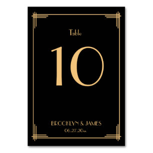Schwarze Great Gatsby Art Deco Hochzeitstischnumme Tischnummer