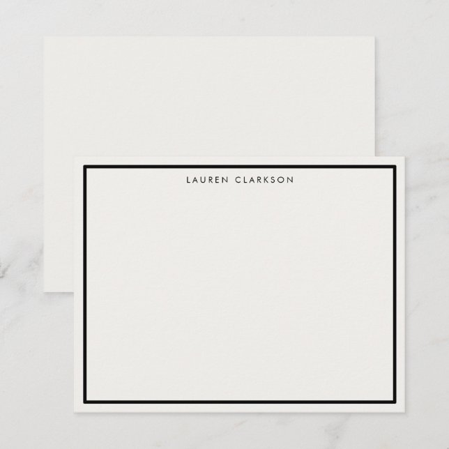 Schwarze Grenze - Elegante Stationery Note Card Einladung (Vorne/Hinten)