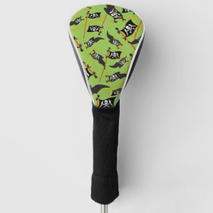Schwarze grüne Piratenflagge Totenköpfe weiße Knoc Golf Headcover
