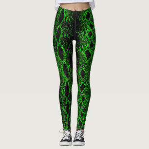 Schwarze grüne Schlangenhaut Leggings