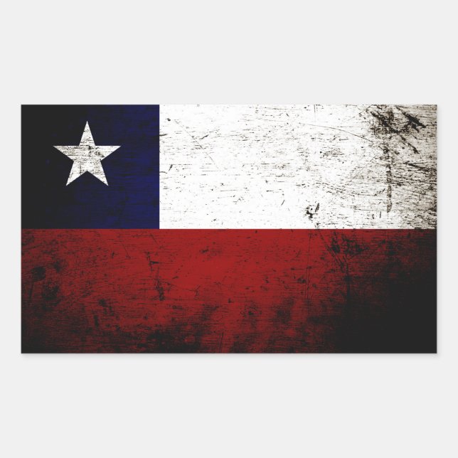 Schwarze Grunge Chile Flag Rechteckiger Aufkleber (Vorderseite)