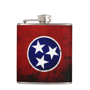 Schwarze Grunge-Flagge des Bundesstaates Tennessee Flachmann