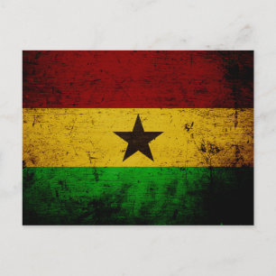 Schwarze Grunge-Flagge Ghana Postkarte