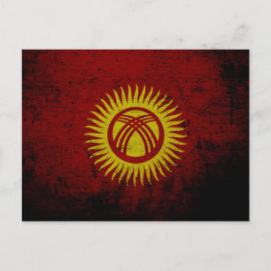 Schwarze Grunge-Flagge Kirgisistan Postkarte