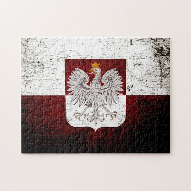 Schwarze Grunge-Flagge Polen (Horizontal)