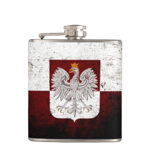 Schwarze Grunge-Flagge Polen Flachmann