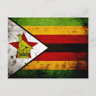 Schwarze Grunge-Flagge Simbabwe Postkarte