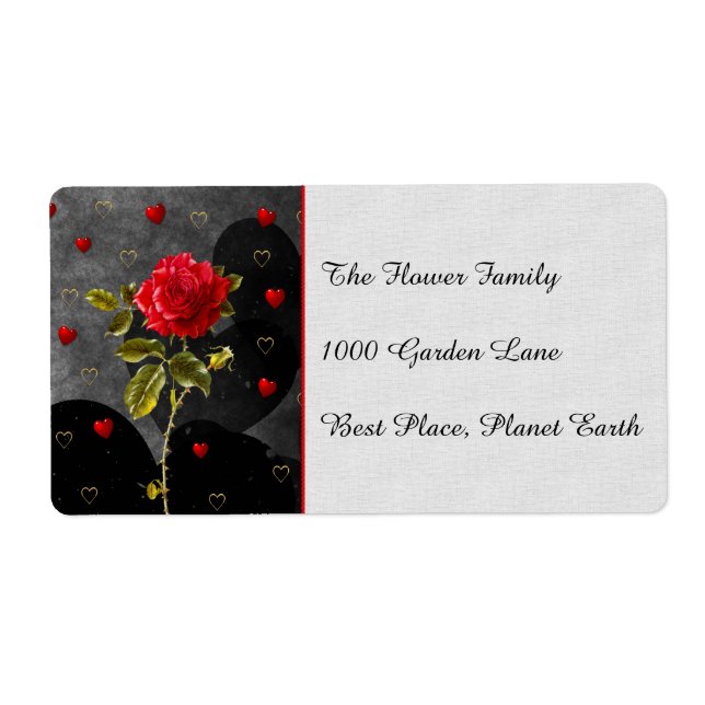Schwarze Grunge Herzen mit Rote Rose (Vorne)