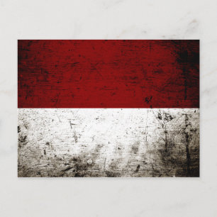 Schwarze Grunge-Indonesien-Flagge Postkarte