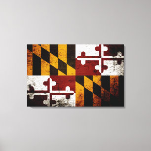 Schwarze Grunge-Maryland-Staats-Flagge Leinwanddruck