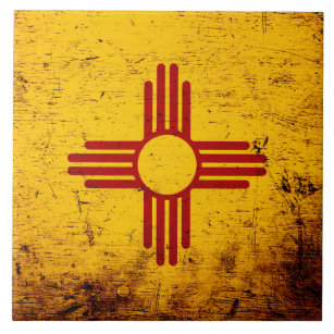 Schwarze Grunge-New-Mexiko Staats-Flagge Fliese