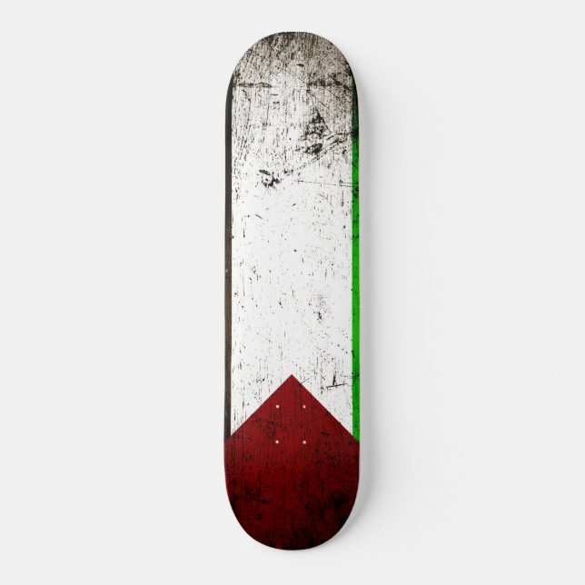 Schwarze Grunge-Palästinenserflagge Skateboard (Vorderseite)