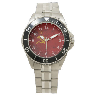 Schwarze Grunge sowjetische Gewerkschaft Armbanduhr