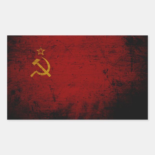 Schwarze Grunge sowjetische Gewerkschaft Rechteckiger Aufkleber (Vorderseite)