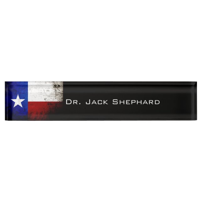 Schwarze Grunge-Texas-Staats-Flagge Namensplakette (Vorderseite)