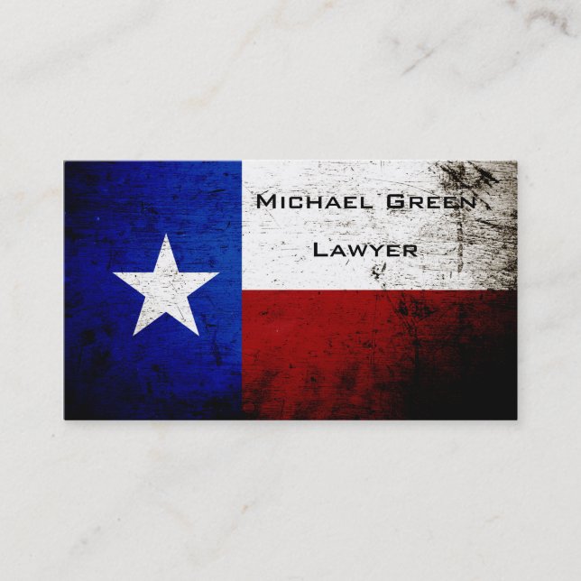 Schwarze Grunge-Texas-Staats-Flagge Visitenkarte (Vorderseite)