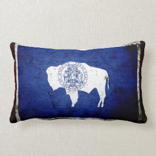 Schwarze Grunge-Wyoming-Staats-Flagge Lendenkissen