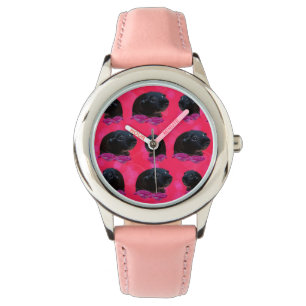 Schwarze Guinea Schweine auf Hübsch rosa Rosen Armbanduhr