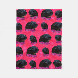 Schwarze Guinea Schweine auf Hübsch rosa Rosen Fleecedecke