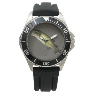 Schwarze Gummider bügel-Uhr der Bass-Fisch-Männe Armbanduhr
