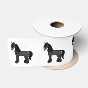 Schwarze Gypsy Vanner Clydesdale Shire Cartoon Pfe Satinband