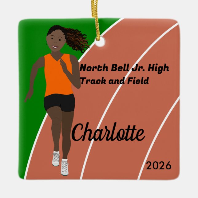 Schwarze Haarbur und Feldmädchen in Orange Black Keramikornament (Vorderseite)