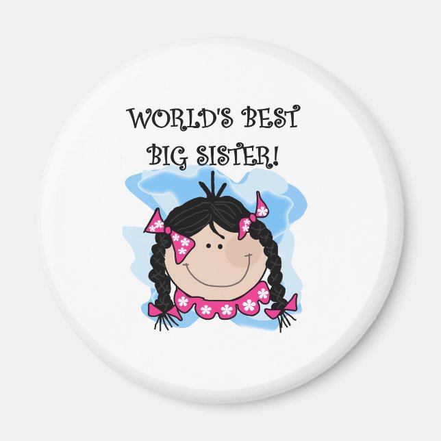Schwarze Haare Welt ist die beste große Schwester Magnet (Vorne)