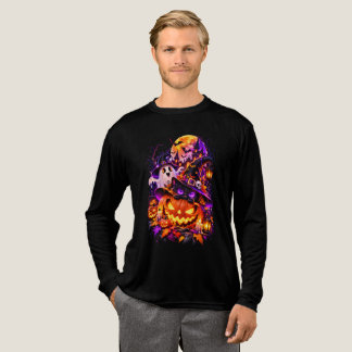 Schwarze Halloween-Geisterkatze Tri-Blend Shirt