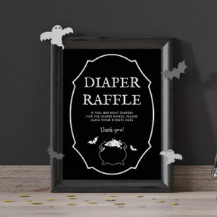 Schwarze Halloween-Goth-Baby-Shower-Windel-Raffel Poster