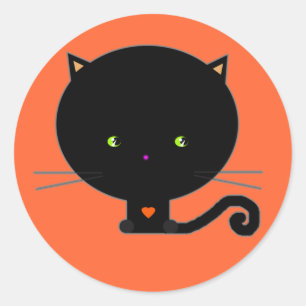 Schwarze Halloween-Katzen-Aufkleber Runder Aufkleber