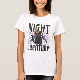 Schwarze Halloween-Kitty-Nachtkreatur T-Shirt