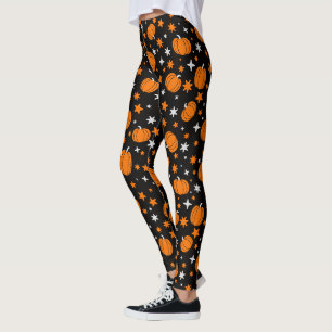 Schwarze Halloween-Leggings mit Niedlichen Orange Leggings