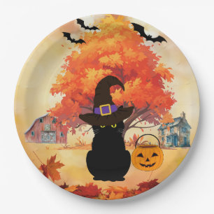 Schwarze Halloween-Papierteller Pappteller