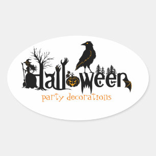 Schwarze Halloween-Textdarstellung Ovaler Aufkleber