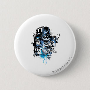 Schwarze Hand - blaue Collage Button