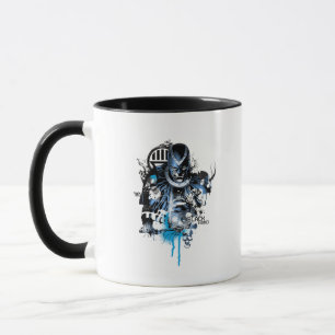 Schwarze Hand - blaue Collage Tasse